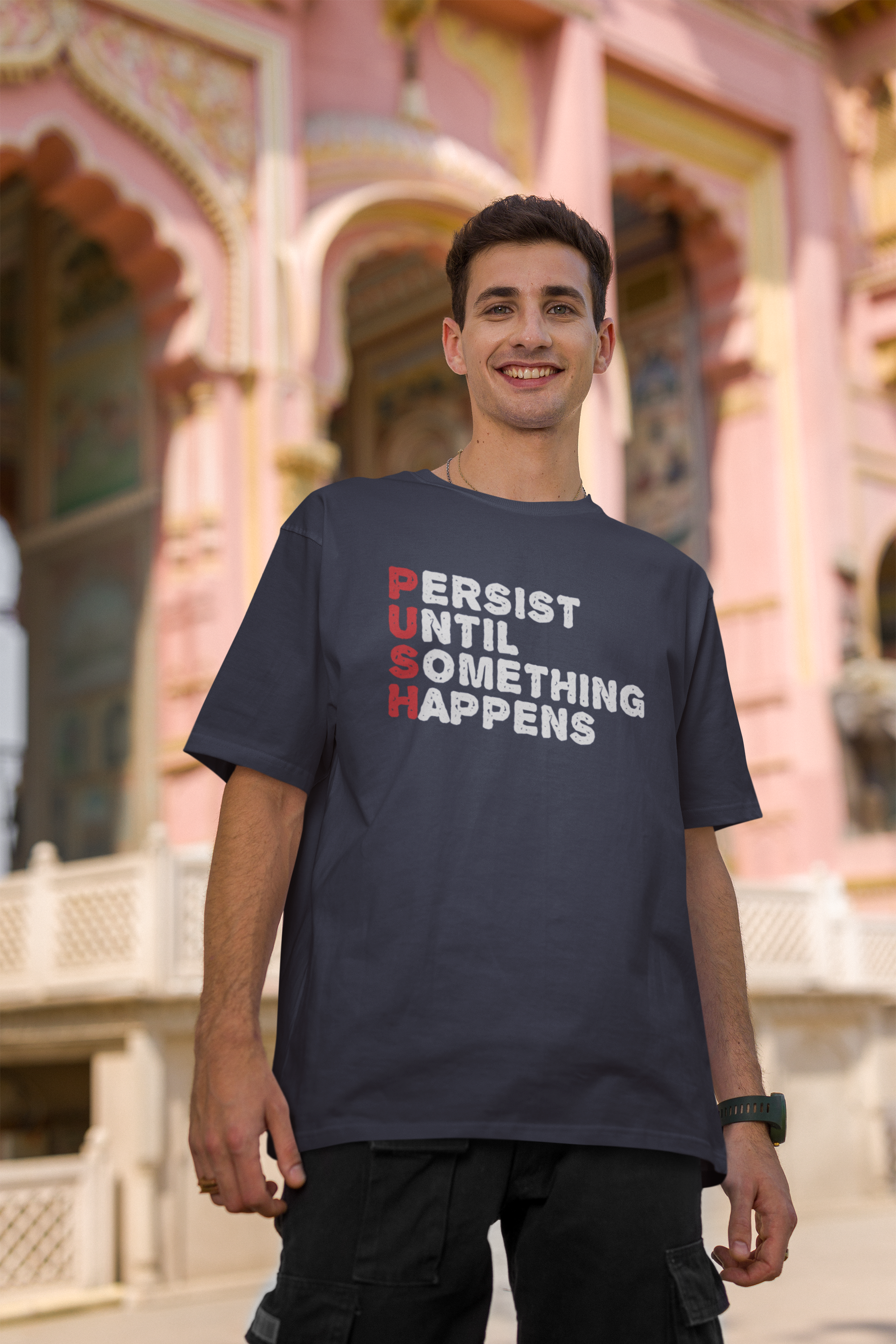 Persist Until Something Happens - Men's Cotton Oversized T-Shirt| Storeily