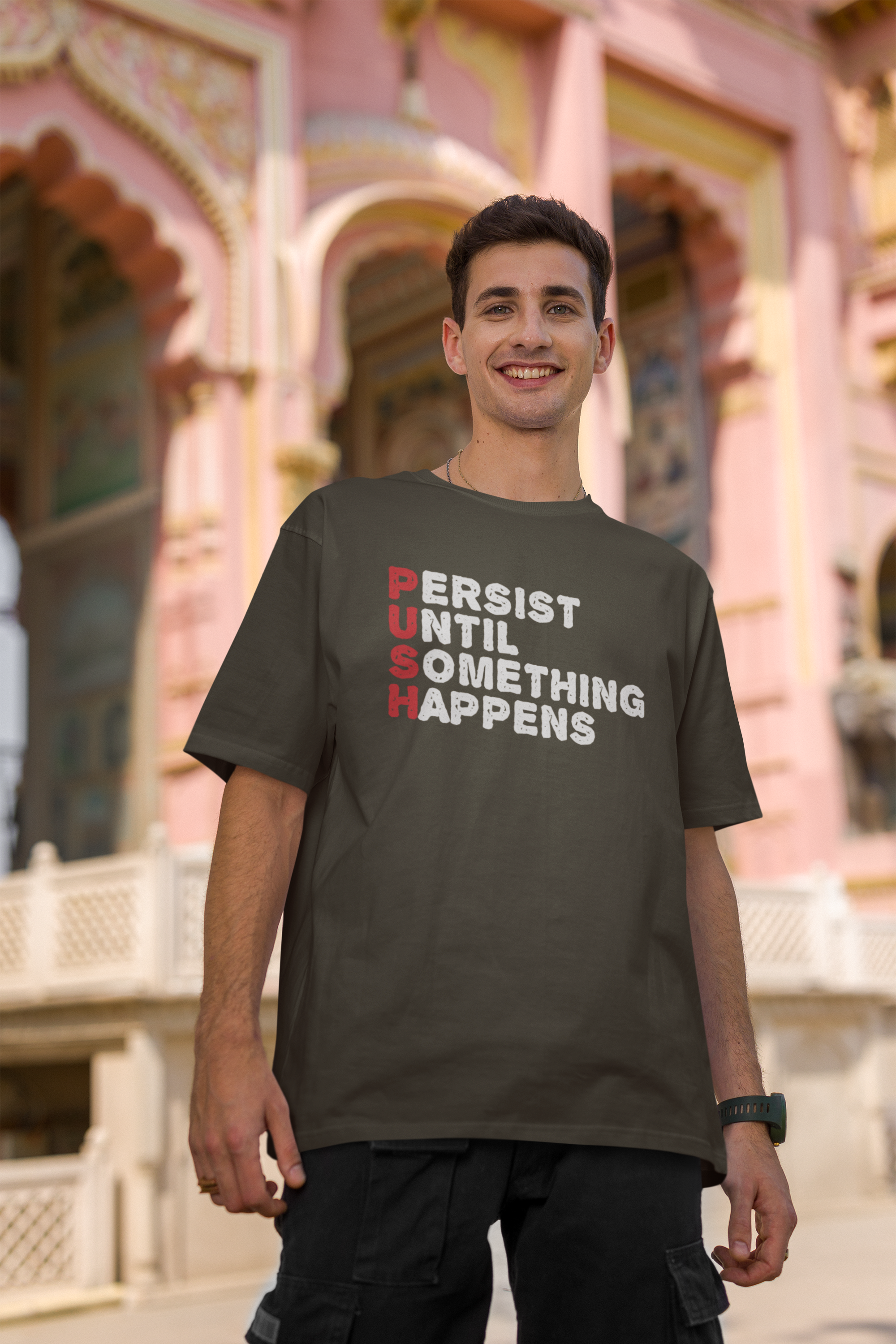 Persist Until Something Happens - Men's Cotton Oversized T-Shirt| Storeily