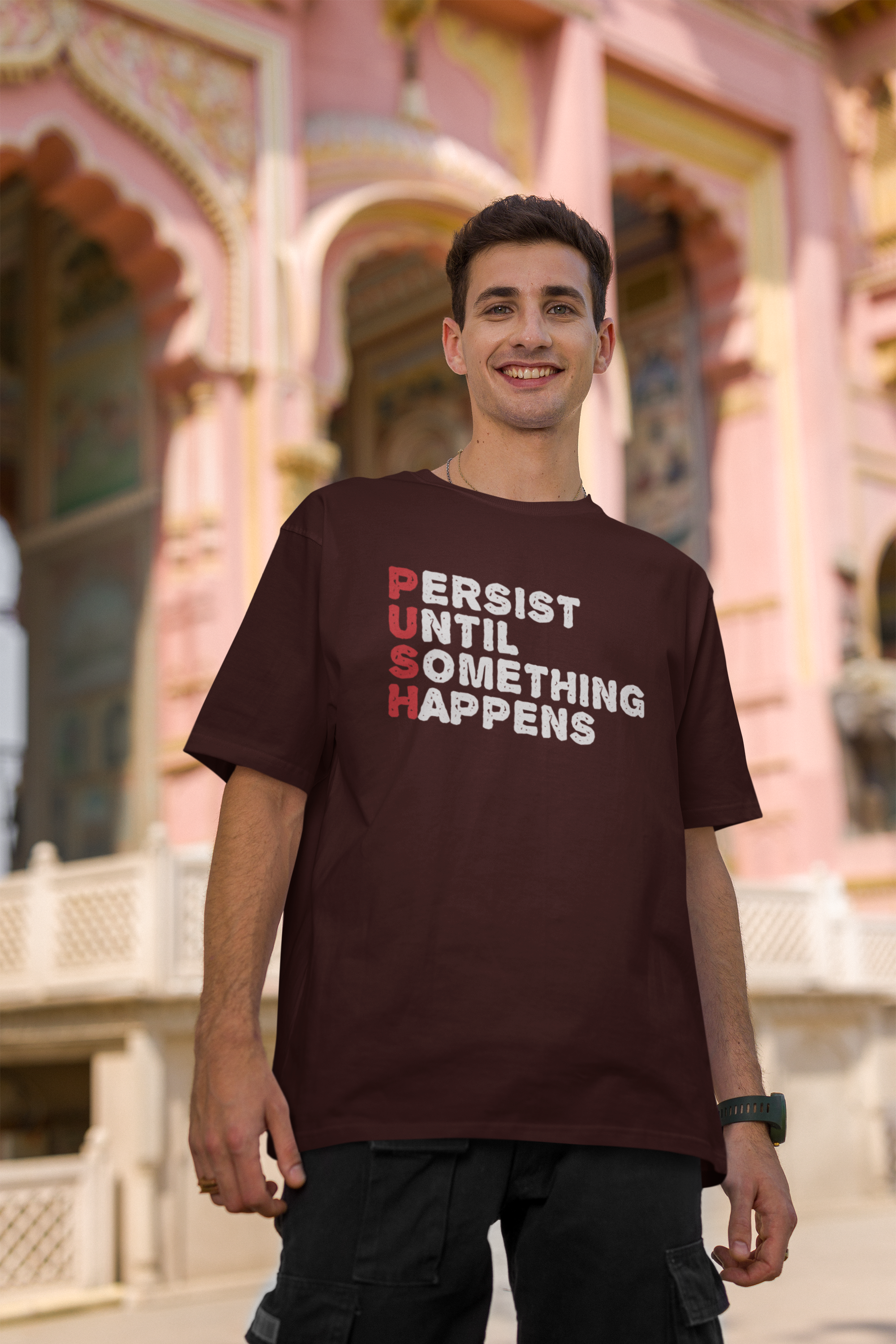 Persist Until Something Happens - Men's Cotton Oversized T-Shirt| Storeily