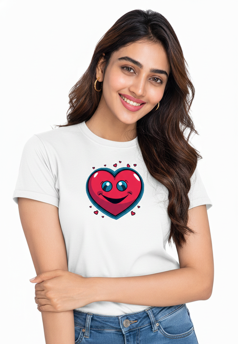 Happy Heart Graphic – Women’s Cotton T-Shirt