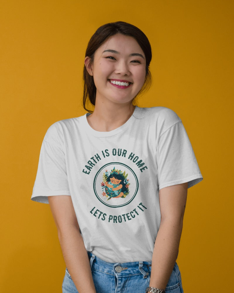 "Earth Is Our Home: Let's Protect It" Women's Cotton T-Shirt