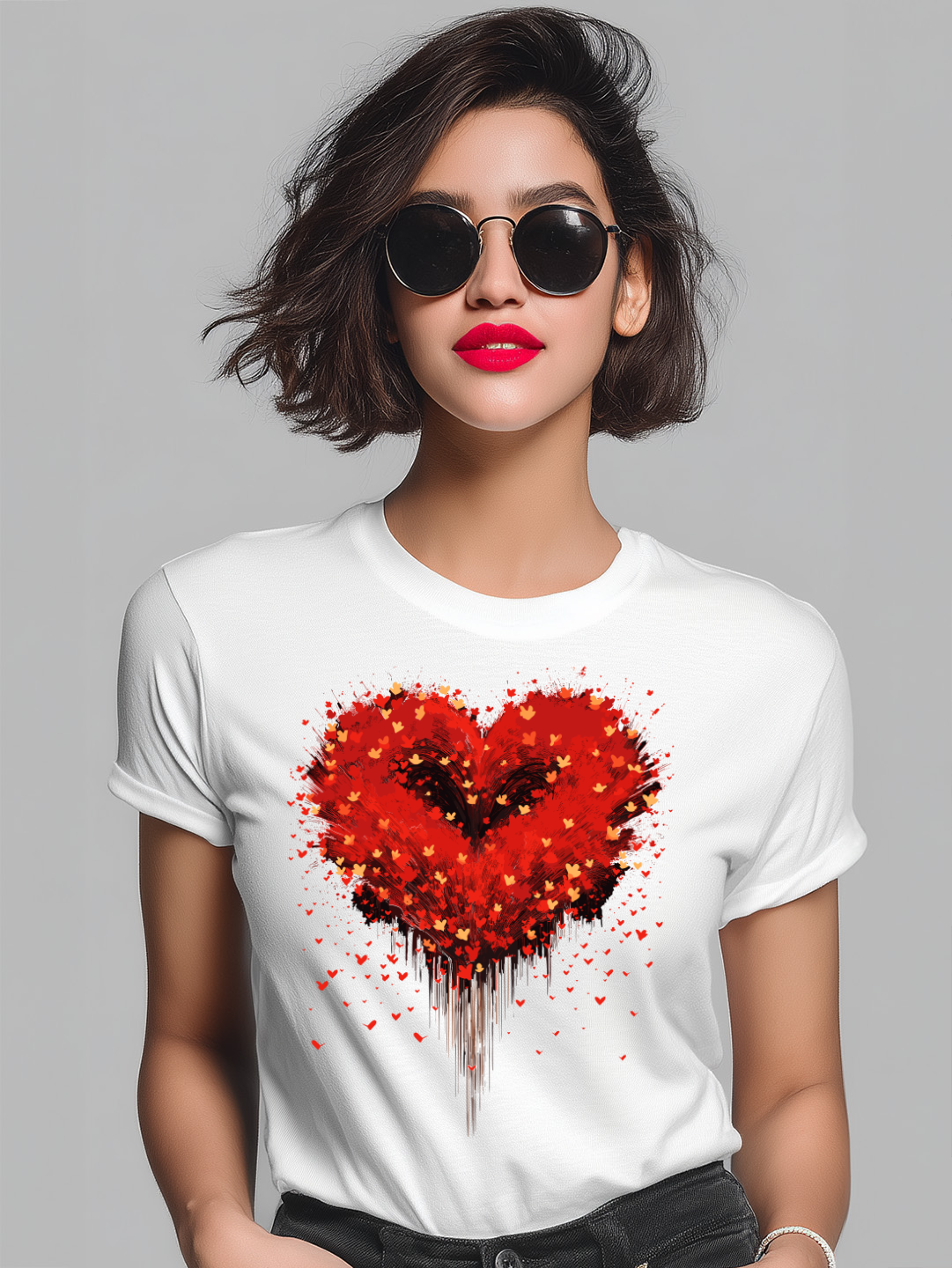 Radiant Love Women's Sparkling Heart Cotton T-Shirt
