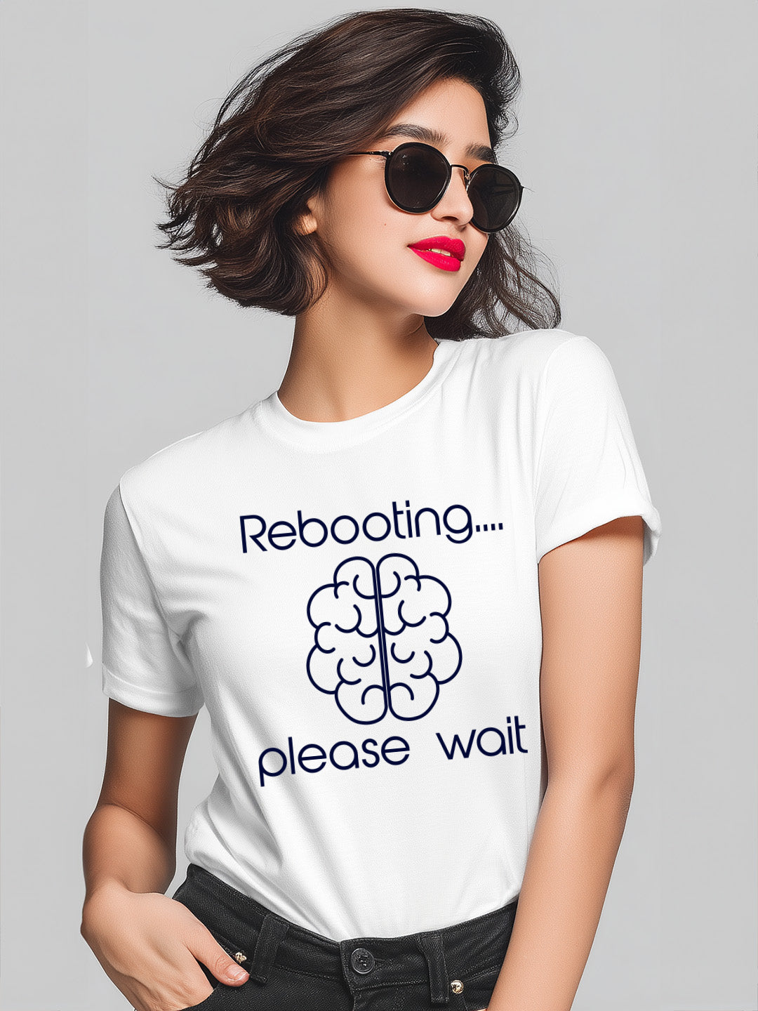 Style yourself with  "Rebooting...Please Wait" Women's Cotton T-Shirts