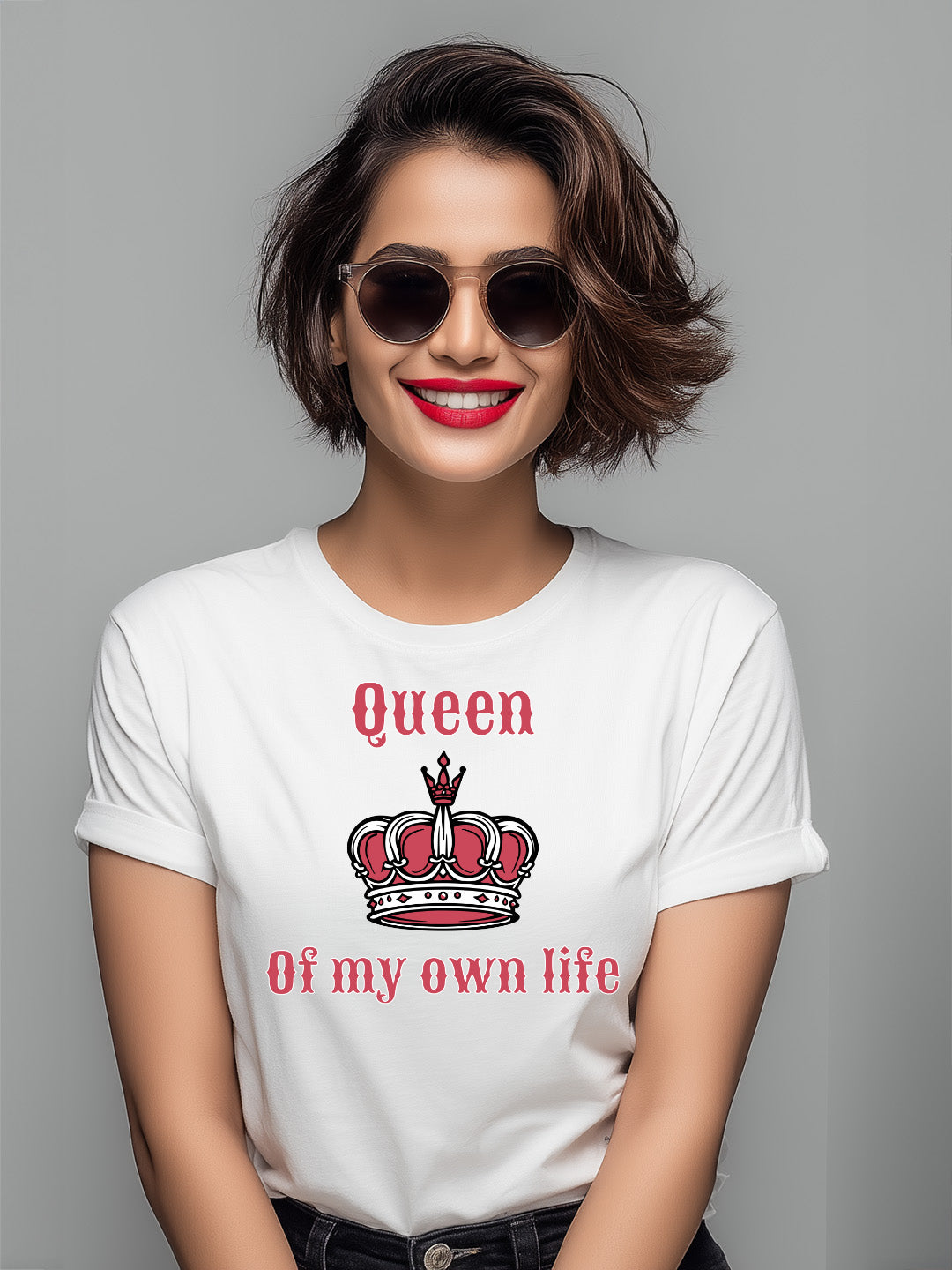 "Queen of My Own Life" Women's Stylish Cotton T-Shirt