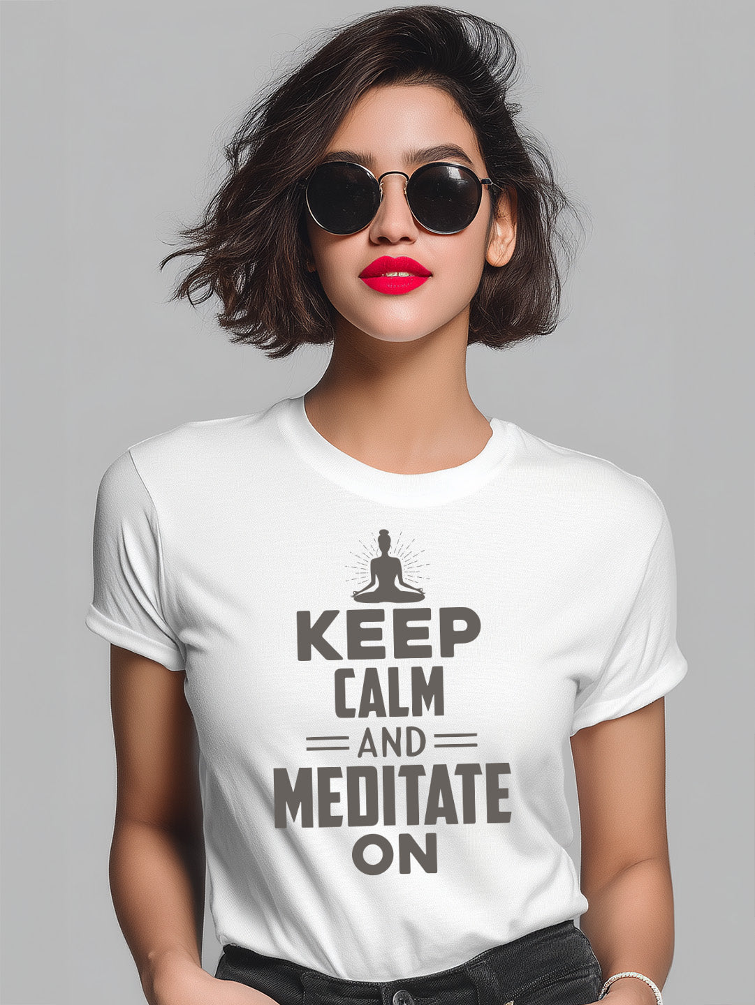 "Keep Calm and Meditate On" Women's Cotton T-Shirt