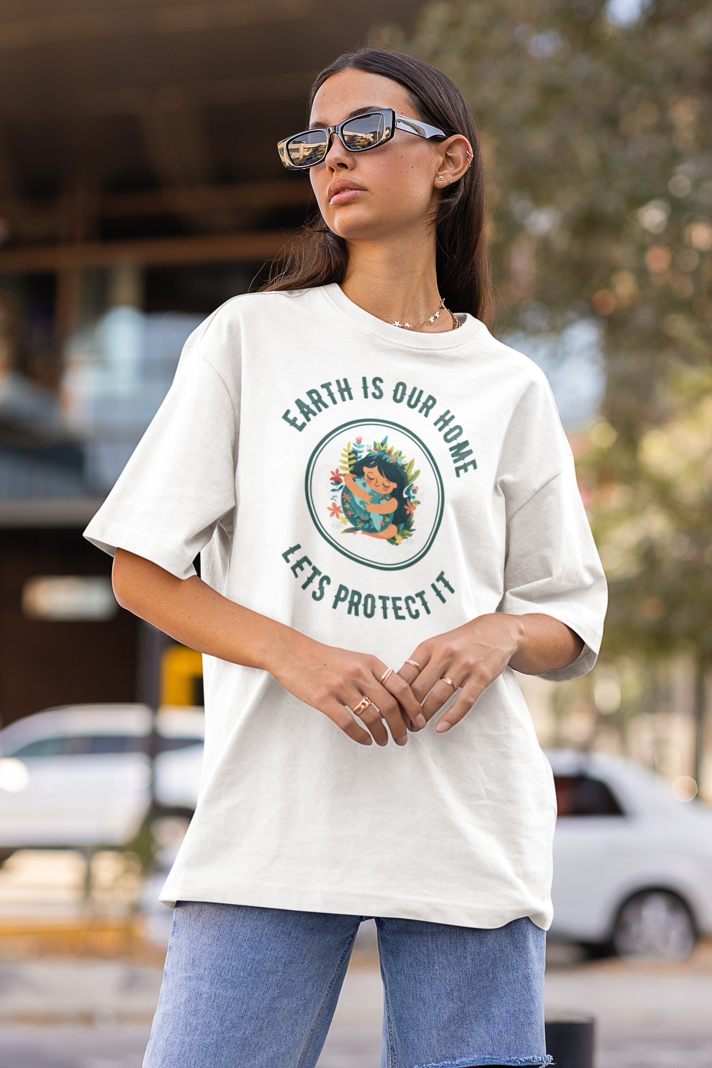 "Earth Is Our Home: Let's Protect It"Women's Cotton Oversized T-Shirt