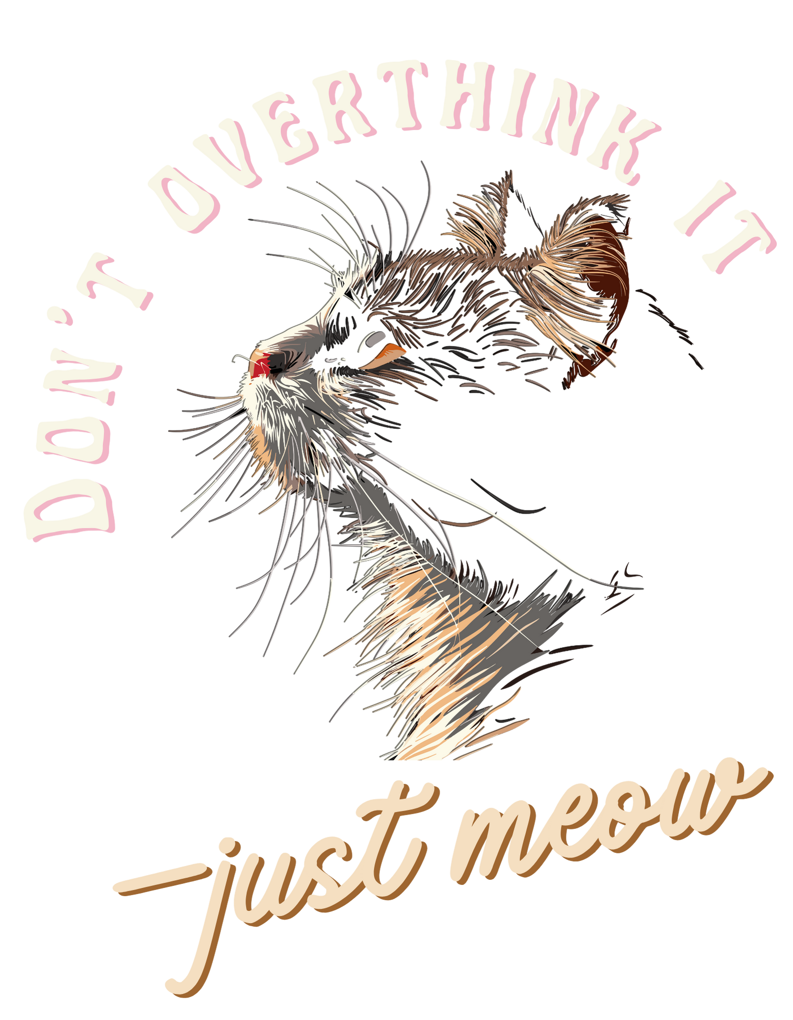 Don’t Overthink It—Just Meow | Oversized Cat Graphic Cotton T-Shirt