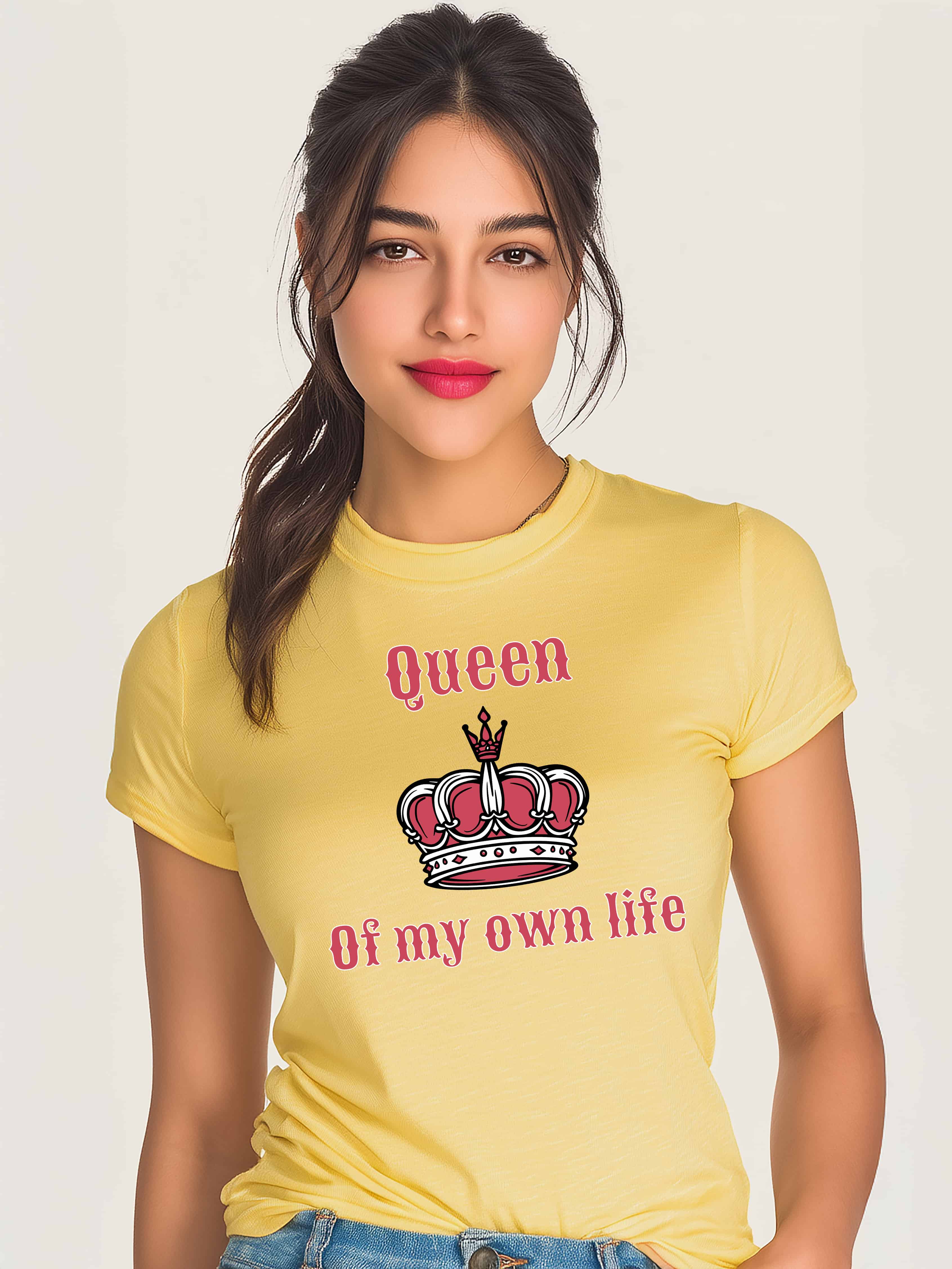 "Queen of My Own Life" Women's Stylish Cotton T-Shirt