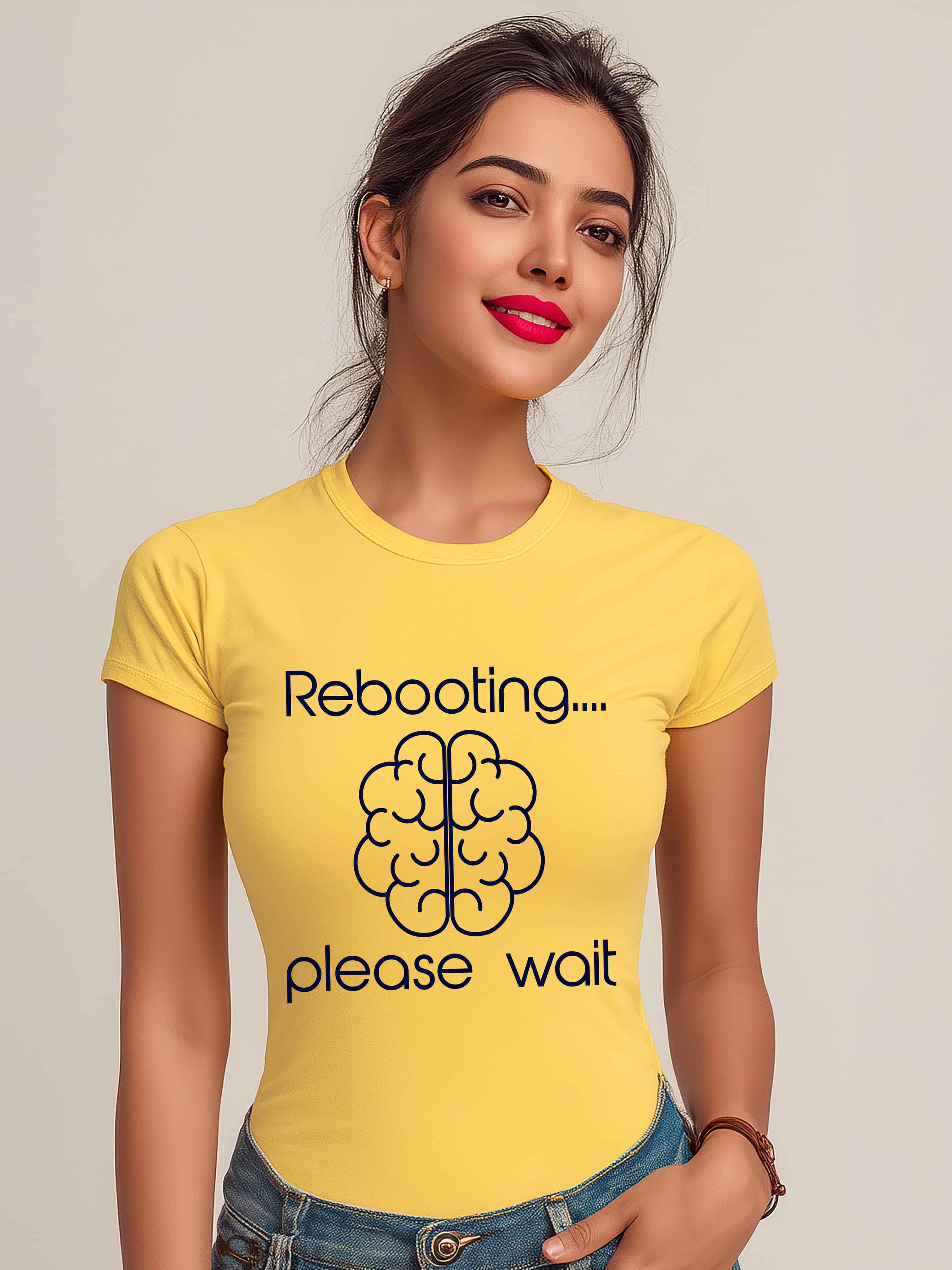Style yourself with  "Rebooting...Please Wait" Women's Cotton T-Shirts